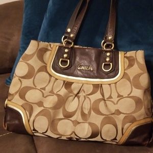 Tan and Brown Large Coach Purse